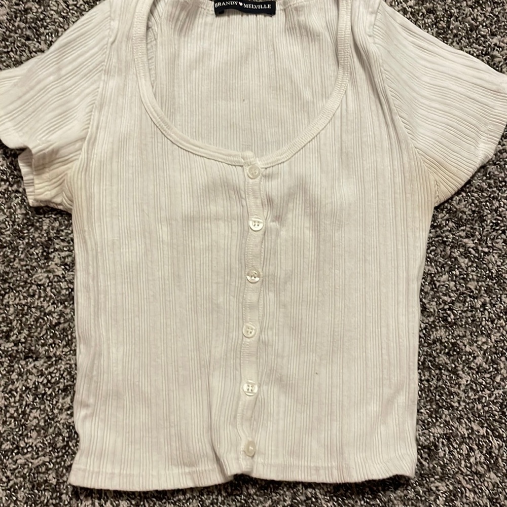 Brandy Melville crop top! Super cute button up white top.